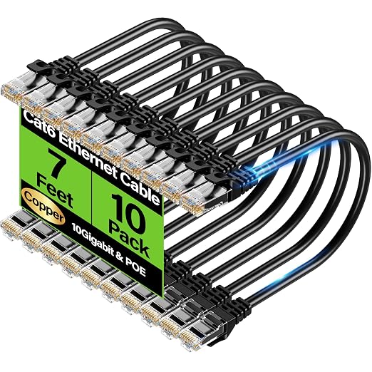 Cat6 Ethernet Cable 10Gbps 7 ft, UTP Ethernet Cable Cat 6, Flexible Bare Copper by Unknown