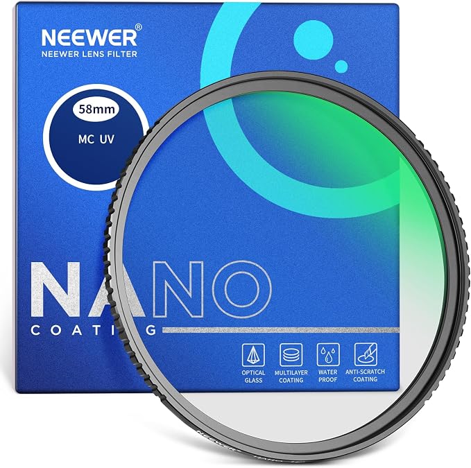 NEEWER 58mm MC UV Protection Filter 24 Layer Multi Resistant Nano Coatings/HD by Neewer