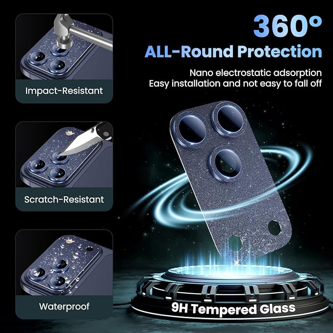 Uyiton Compatible with iPhone 17 Pro Max Camera Lens Protector Bling - Image 2