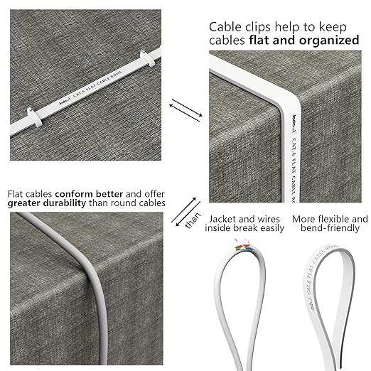 Jadaol Cat 6 Ethernet Cable 25 ft, 10Gbps Support Cat8 Cat7 Network, Flat RJ45 - Image 5