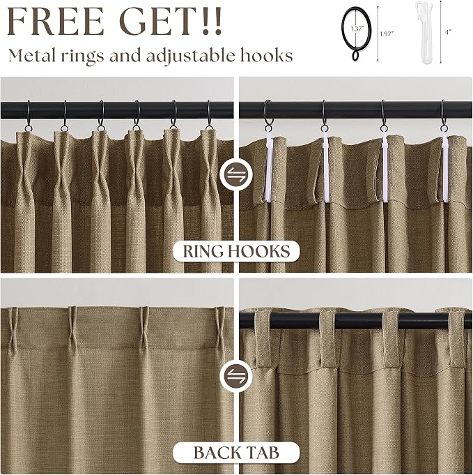 120 Inch Extra Long Light Brown Curtains - Image 4