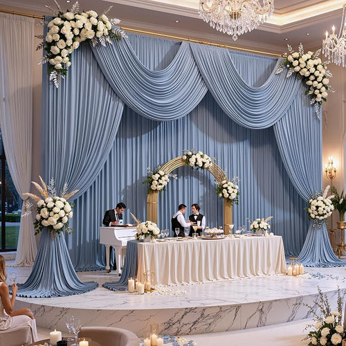 10ft x 15ft Dusty Blue Backdrop Curtains - Image 2
