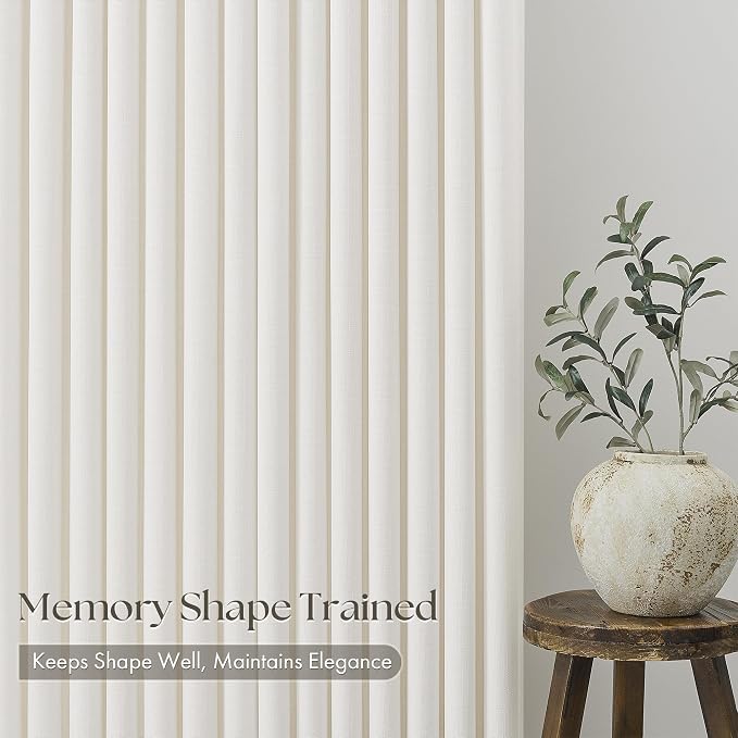 Natural Cream Linen Pinch Pleated 92 Inch Curtains - Image 4