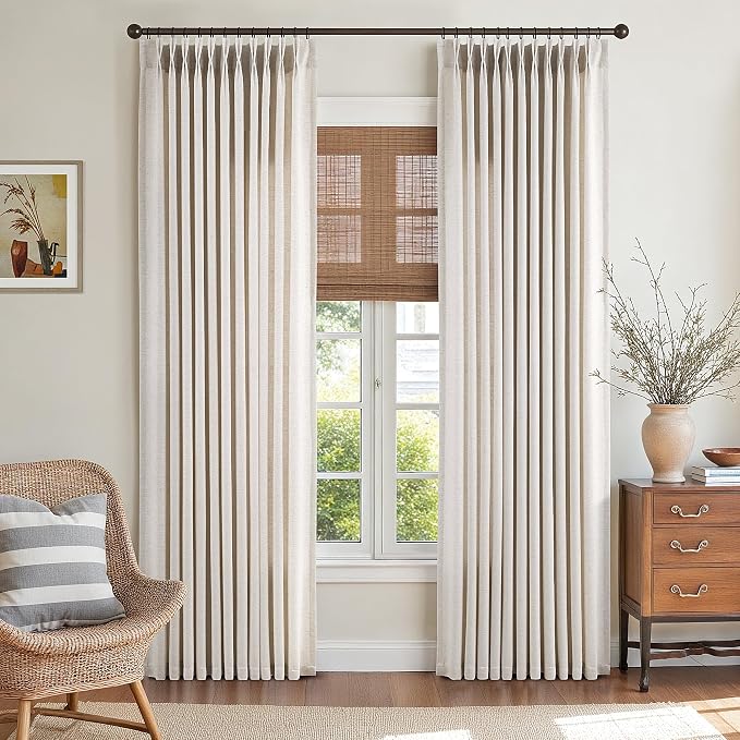 ANRODUO Memory Trained Pinch Pleated Curtains 84 Inches Long, Viral Linen Pinch - Image 2