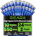 GEARit Cat 6 Ethernet Patch Cable 2 ft Blue, Cat 6 High Speed 24AWG 10Gbps RJ45 by GEARit