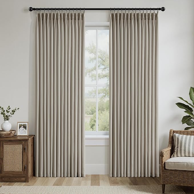 Memory Trained Pinch Pleated Curtains 90 Inches Long, Viral Linen Pinch Pleat - Image 2