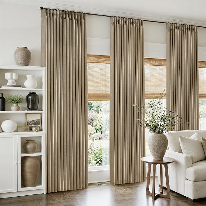 Extra Long 112 Inch Pinch Pleated Living Room Curtains 4 Panels Set, Light by Twodrapes