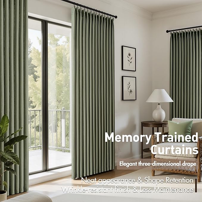 Memory Trained Pinch Pleated Curtains 92 Inches Long, Linen Pinch Pleat Sheer - Image 3