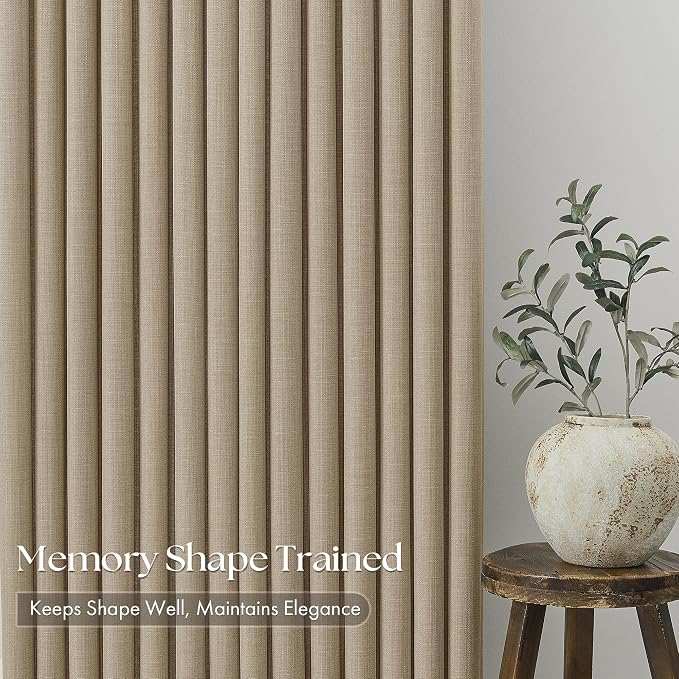 Burlywood Birch Linen Pinch Pleated 86 Inch Long Curtains - Image 4