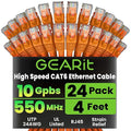 GEARit Cat 6 Ethernet Patch Cables 4 ft Orange, High Speed 24AWG 10Gbps RJ45 by GEARit