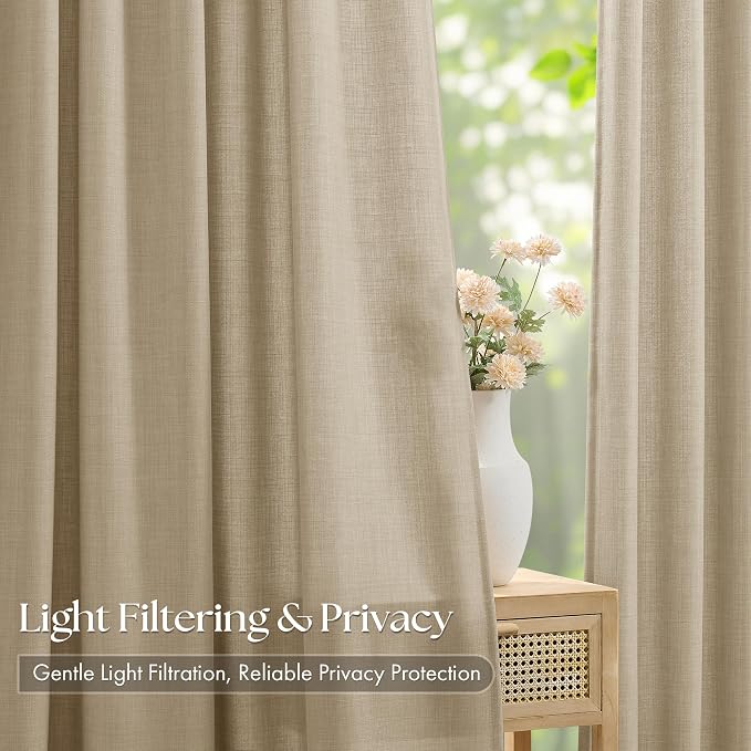 Extra Long 112 Inch Pinch Pleated Living Room Curtains 4 Panels Set, Oatmeal - Image 3