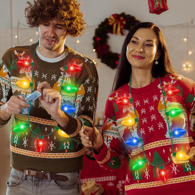 Blowata 12PCS Christmas Party Pavors, 3 Modes Christmas Light up Necklace - Image 4