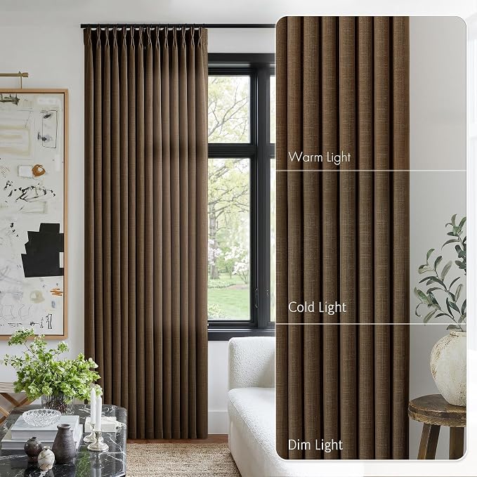 Dark Brown Pinch Pleated Bedroom Curtains 96 Inches Long 4 Panels Set, Memory - Image 9