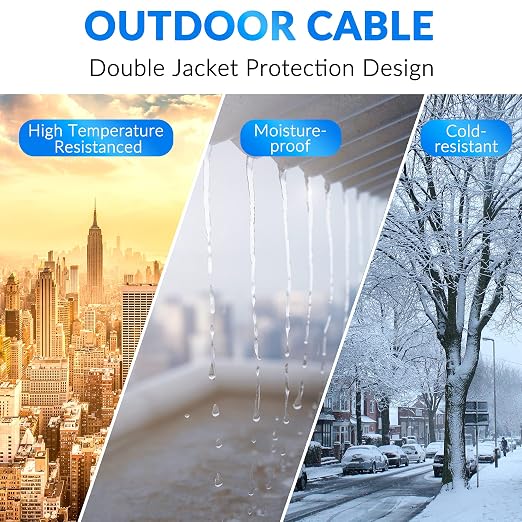 Cat5e Outdoor Ethernet Cable 400 Feet, Cat 5e Heavy Duty Internet Network LAN - Image 2