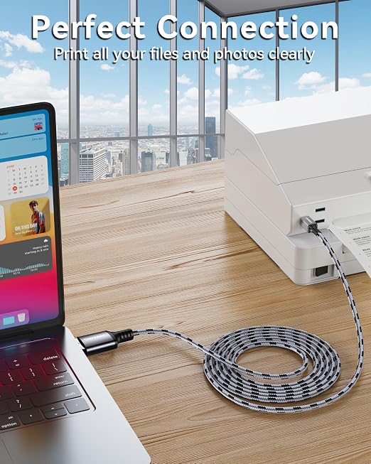 SNANSHI USB Printer Cable 30ft, Nylon Braided High Speed USB 2.0 Type A Male to - Image 5