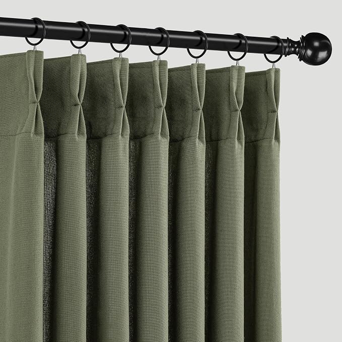 Memory Trained Pinch Pleated Curtains 92 Inches Long, Linen Pinch Pleat Sheer by ANRODUO