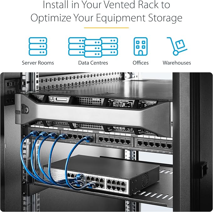 StarTech.com 2-Pack 1U Server Rack Shelf, Vented Rack Mount Cantilever Shelf - Image 6