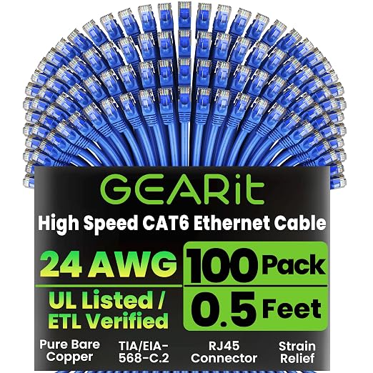 GEARit Cat 6 Patch Cables 0.5 ft Blue by GEARit