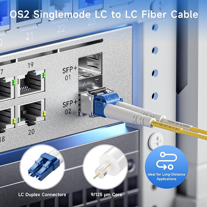 Cable Matters Plenum Rated Duplex OS2 Single Mode Fiber Optic Patch Cable - 2m - Image 2