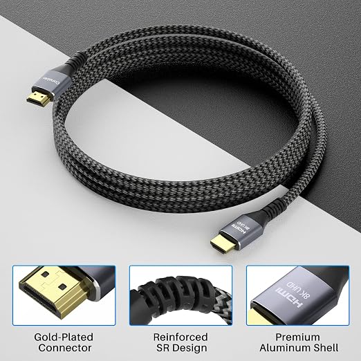 8K HDMI 2.1 Cable 2 FT, Real Certified 48Gbps Ultra High Speed HDMI® Cable - Image 2