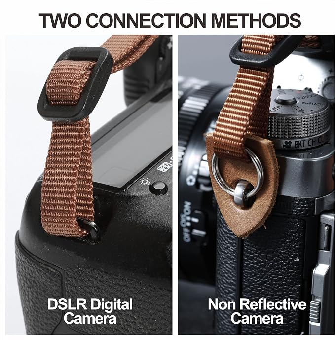 Olive Green Camera Strap, Double Layer top-grain Cowhide Ends, 1.5"Wide Pure - Image 4