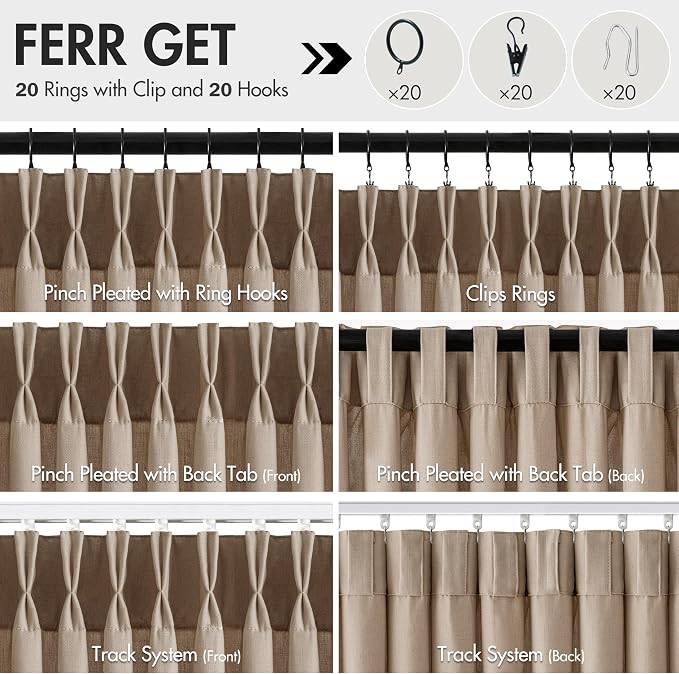 Memory Trained Pinch Pleated Curtains 108 Inches Long, Viral Linen Pinch Pleat - Image 5