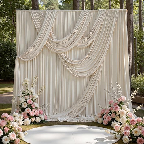 10ft x 15ft Beige Backdrop Curtains by CO-AVE
