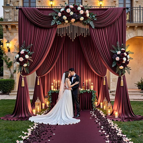 10ft x 15ft Burgundy Backdrop Curtains - Image 2