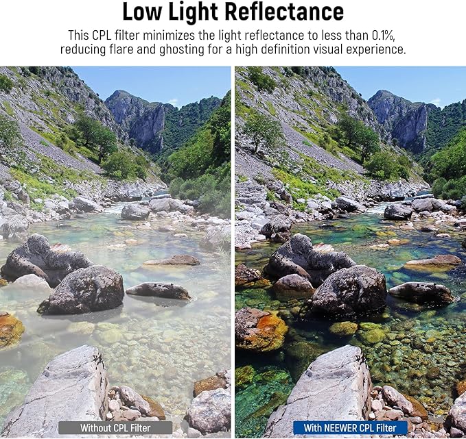 NEEWER 46mm Polarizer Filter, 24 Layer Multi Resistant Nano Coated MC CPL - Image 5