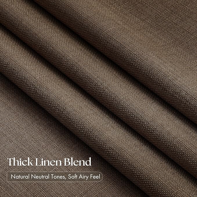 Pleated Chocolate Brown Semi Sheer Sliding Door Curtains 105 Inches Long 4 - Image 2